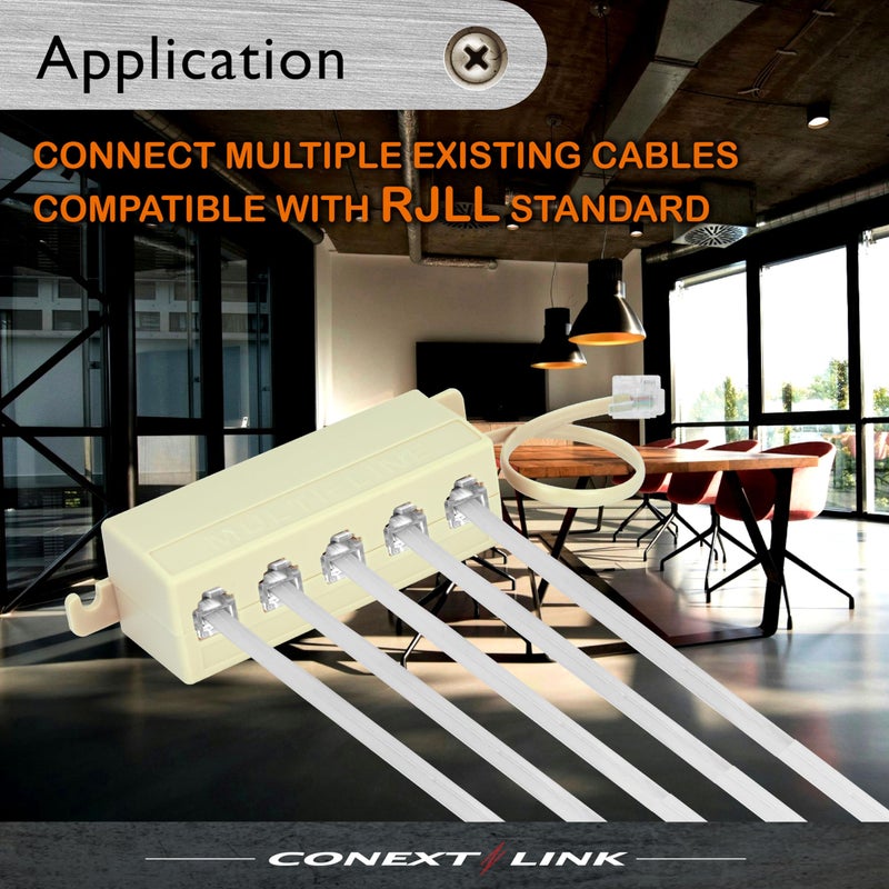 Conext Link 6P4C RJ11 Telephone Phone Line Modular Jack Splitter Male Female Coupler Adapter (bei'ge) ï¼ˆ33300ï¼‰ - Image 5